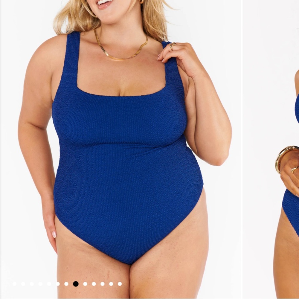 Blue Textured One-Piece Swimsuit